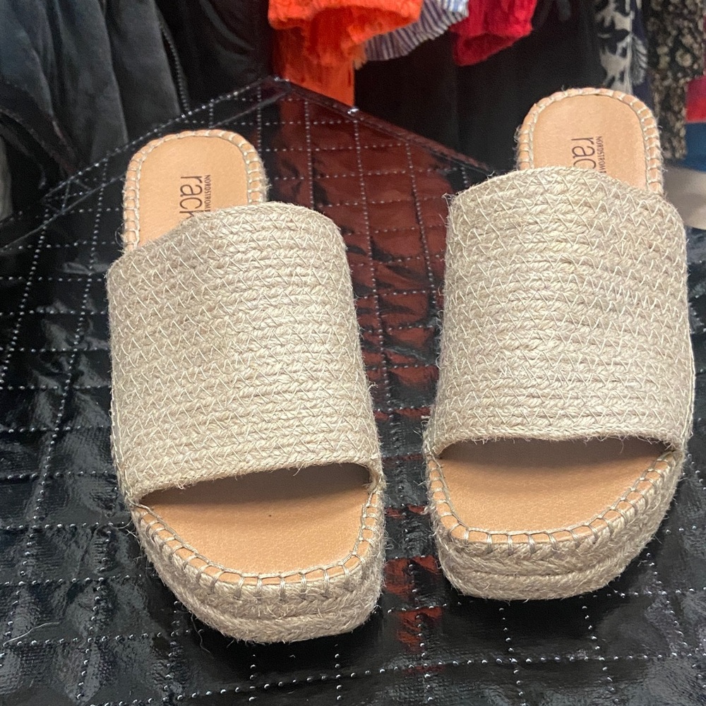Nordstrom Beige Woven Wedge Sandals - Picture 3 of 4